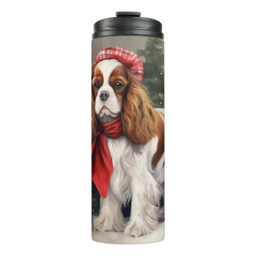 Cavalier King Charles Spaniel Dog Christmas Thermal Tumbler