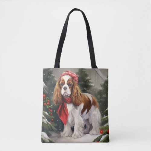 Cavalier King Charles Spaniel Dog Christmas Tote Bag