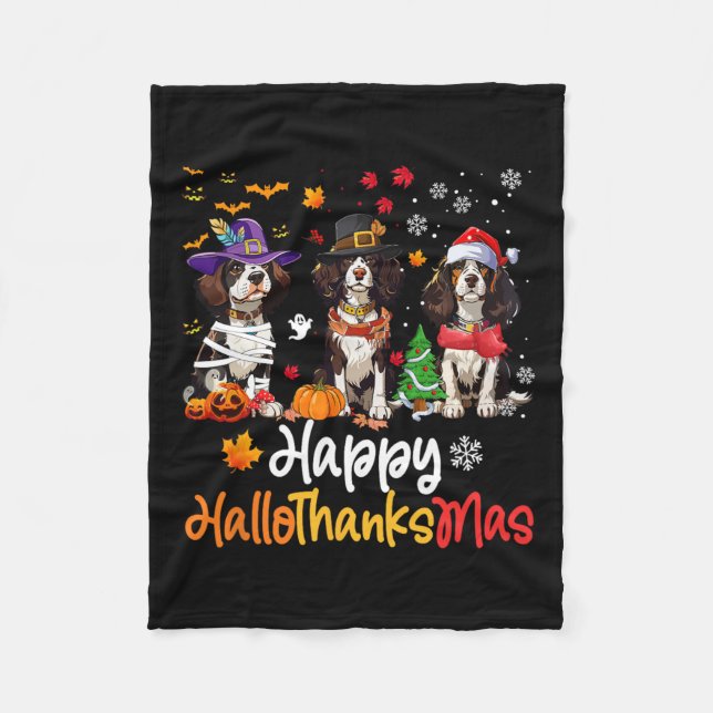 Cavalier King Charles Spaniel Dog Halloween Christ Fleece Blanket (Front)