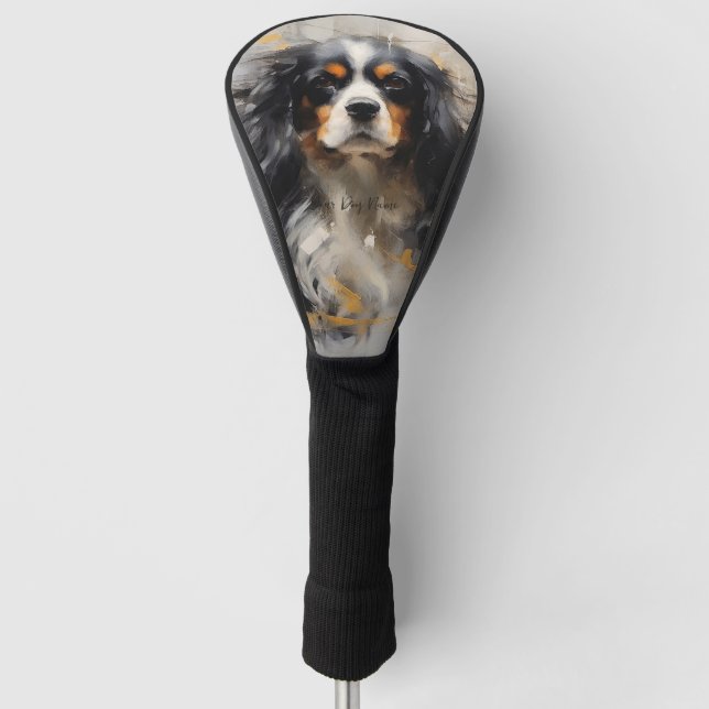 Cavalier King Charles Spaniel Dog in the wind 001  Golf Head Cover (Front)
