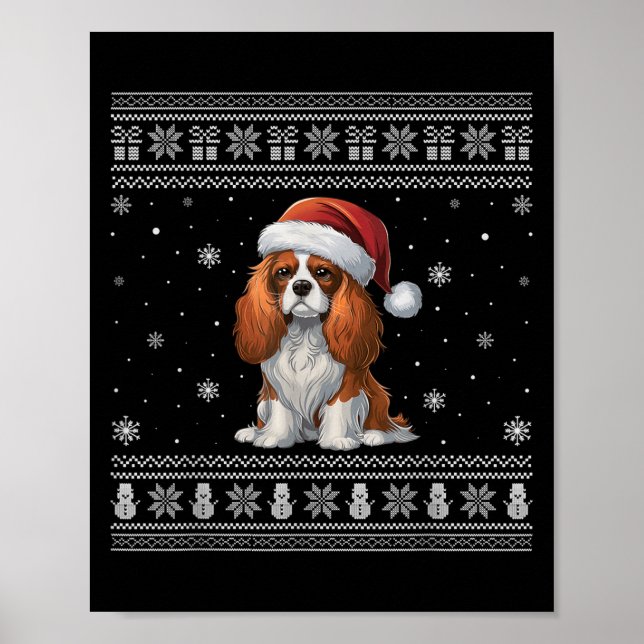 Cavalier King Charles Spaniel Dog Lovers Ugly Xmas Poster (Front)