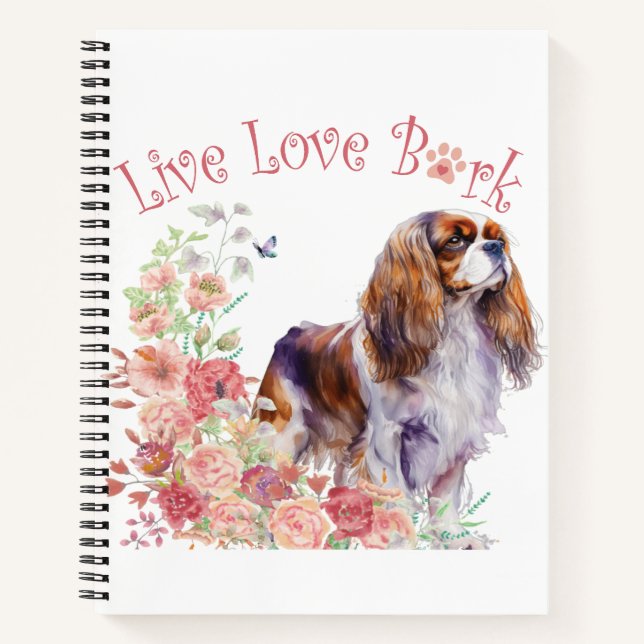 Cavalier King Charles Spaniel Dog Mom Floral Notebook (Front)