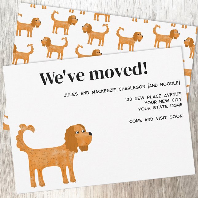 Cavalier King Charles Spaniel Dog Moving New Home Announcement (Ruby Cavalier King Charles Spaniel Dog moving new home change of address announcement card)