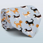 Cavalier King Charles Spaniel Dog Neck Tie<br><div class="desc">Cute Cavalier King Charles Spaniel dog design on a blue background,  sure to make animal lovers smile.  Original art by Nic Squirrell.</div>