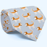 Cavalier King Charles Spaniel Dog Neck Tie<br><div class="desc">Cute Blenheim Cavalier King Charles Spaniel dog design on a light blue background to make you smile.  Original art by Nic Squirrell.</div>