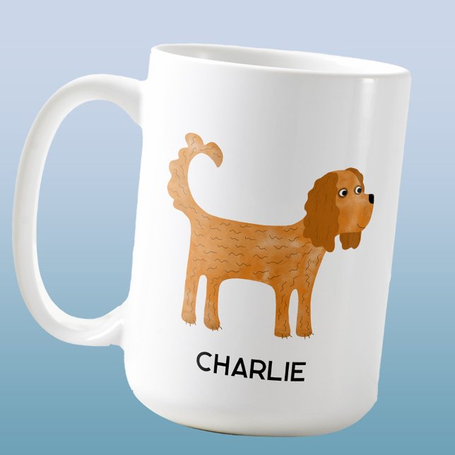 Cavalier King Charles Spaniel Dog Personalized Coffee Mug (Ruby King Charles Cavalier Spaniel coffee mug with personalized custom name)