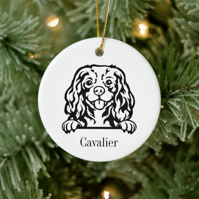 Cavalier King Charles Spaniel dog Personalized Pet Ceramic Ornament (Tree)