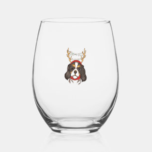 Cavalier King Charles Spaniel Dog Pet Christmas Stemless Wine Glass