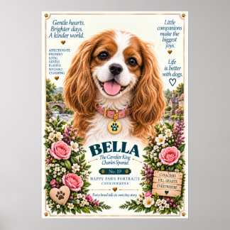 Cavalier King Charles Spaniel Dog Portrait | Bella Poster