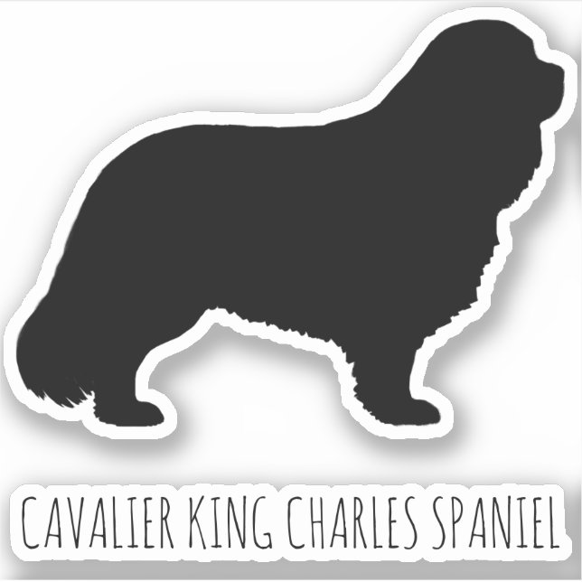 Cavalier King Charles Spaniel Dog Silhouette Vinyl Sticker (Front)