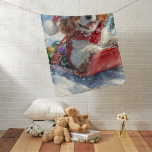 Cavalier King Charles Spaniel Dog Sledge Christmas Baby Blanket