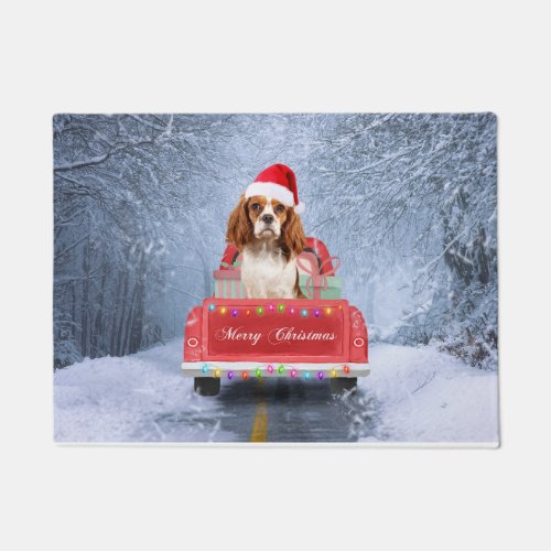 Cavalier King Charles Spaniel Dog Snow christmas  Doormat