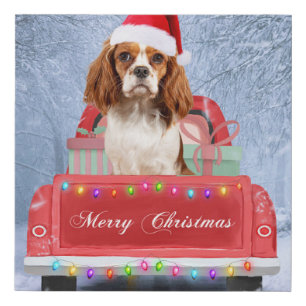 Cavalier King Charles Spaniel Dog Snow christmas Faux Canvas Print
