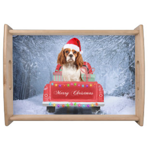 Cavalier King Charles Spaniel Dog Snow christmas Serving Tray
