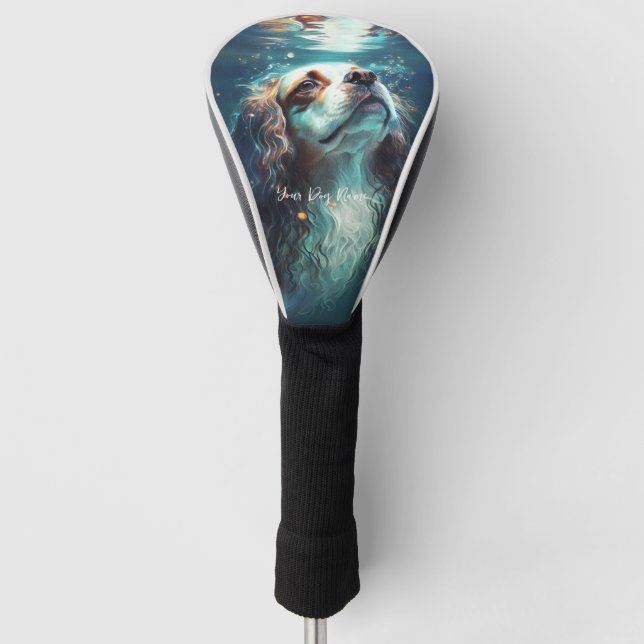 Cavalier King Charles Spaniel dog swimming 004 Golf Head Cover (Front)