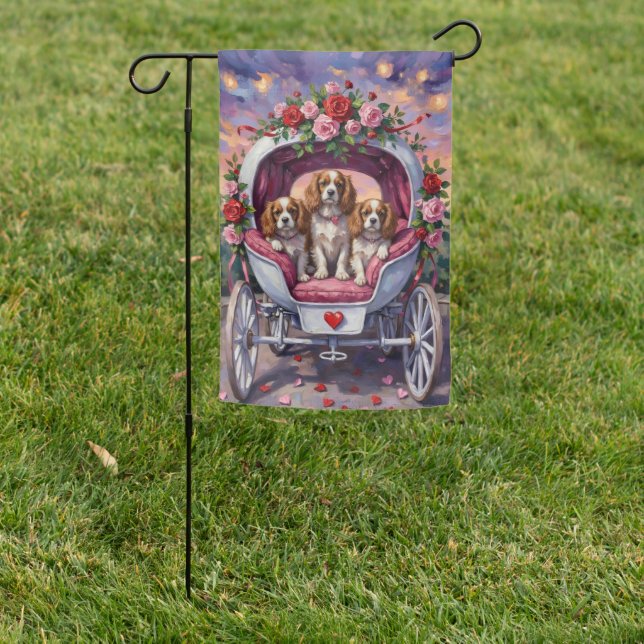 Cavalier King Charles Spaniel Dog Valentine's Day Garden Flag (In SItu)