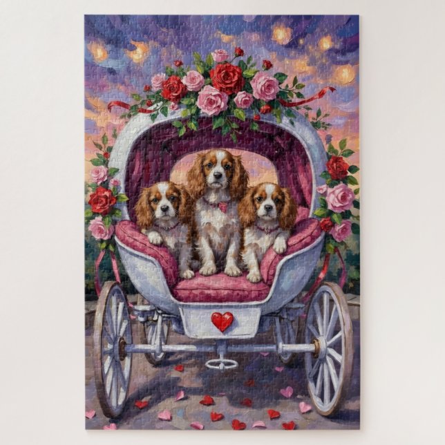 Cavalier King Charles Spaniel Dog Valentine's Day Jigsaw Puzzle (Vertical)