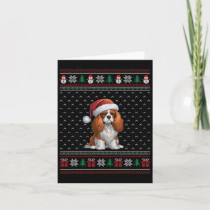Cavalier King Charles Spaniel Dog Wearing Santa Ha Card