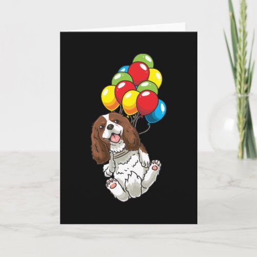 Cavalier King Charles Spaniel Dog with Ballons Card