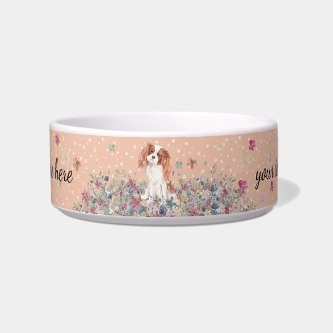 Cavalier King Charles Spaniel Dog with paws Orange Bowl