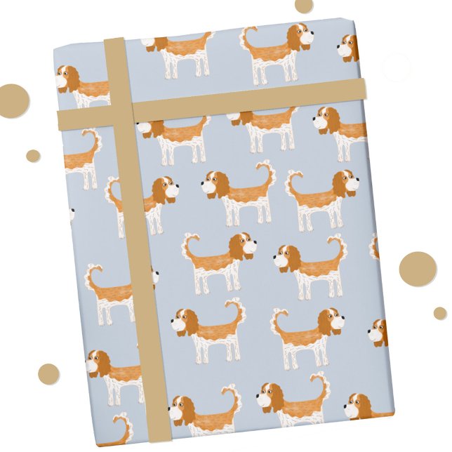 Cavalier King Charles Spaniel Dog Wrapping Paper (Cavalier King Charles Spaniel dog gift wrap paper roll)