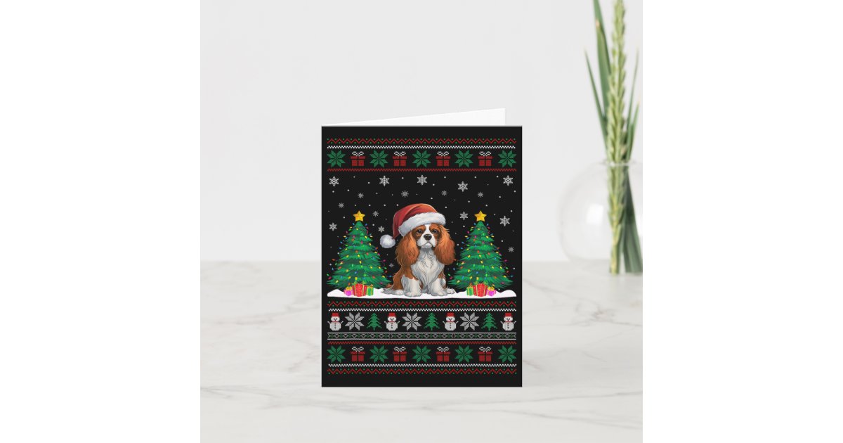 Cavalier King Charles Spaniel Dog Xmas Tree Lights Card Zazzle