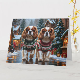 Cavalier King Charles Spaniel Dogs Christmas Snow  Card
