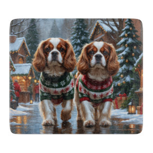 Cavalier King Charles Spaniel Dogs Christmas Snow Cutting Board