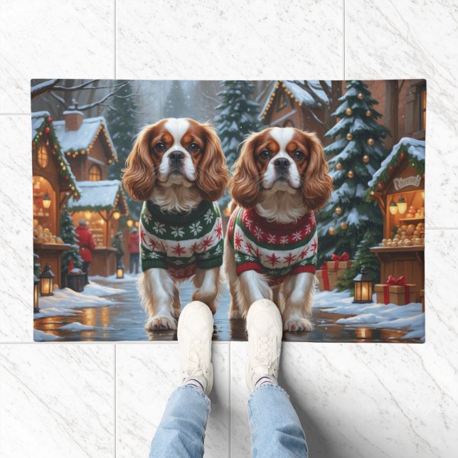 Cavalier King Charles Spaniel Dogs Christmas Snow  Doormat (Indoor)