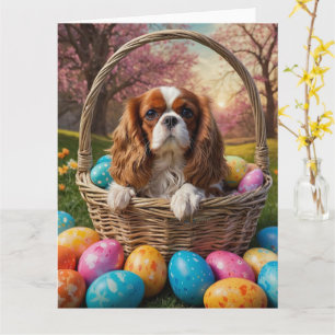 Cavalier King Charles Spaniel Easter Eggs Card