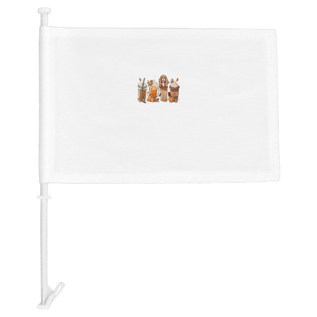 Cavalier King Charles Spaniel Fall Coffee Hallowee Car Flag (Front)