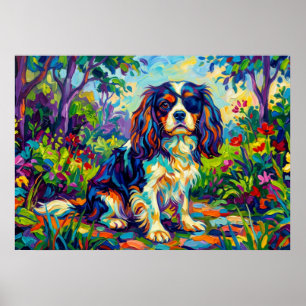 Cavalier King Charles Spaniel Fauvist Garden Poste Poster