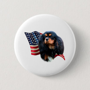 Cavalier King Charles Spaniel Flag Button