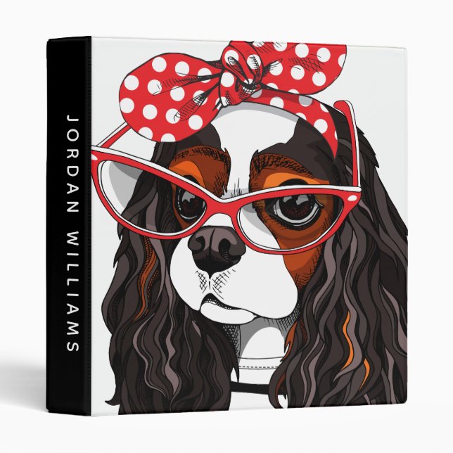 Cavalier King Charles Spaniel From Paris With Love 3 Ring Binder (Front/Spine)