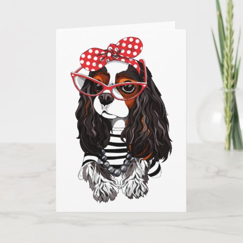 Cavalier King Charles Spaniel From Paris With Love Card