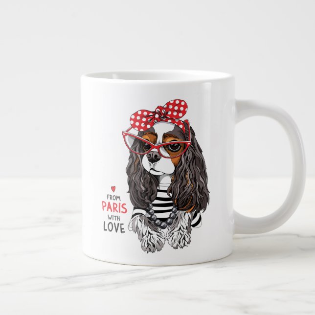 Cavalier King Charles Spaniel From Paris With Love Giant Coffee Mug (Right)