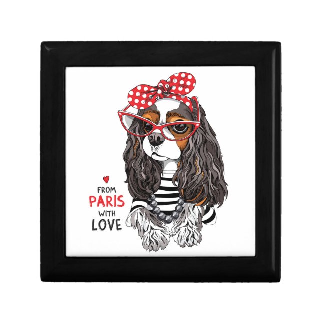 Cavalier King Charles Spaniel From Paris With Love Gift Box (Front)