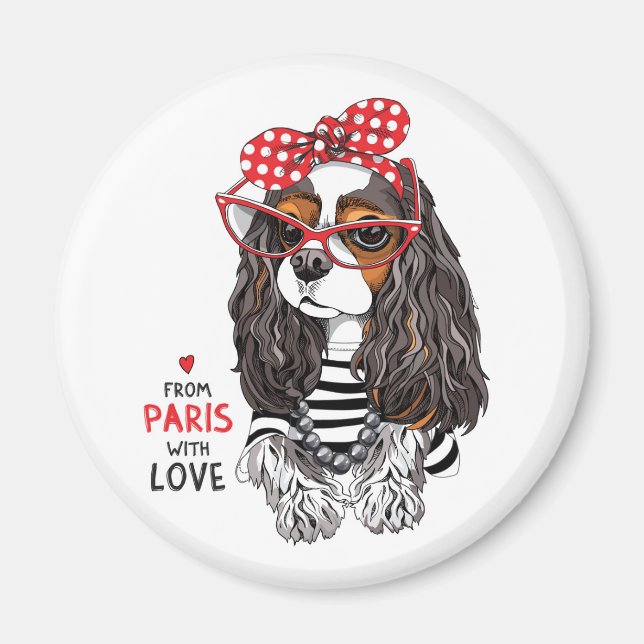Cavalier King Charles Spaniel From Paris With Love Magnet (Front)