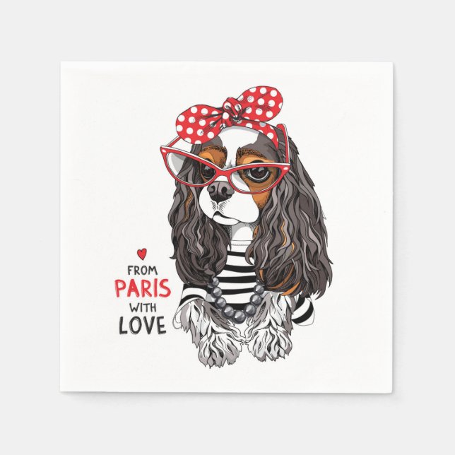 Cavalier King Charles Spaniel From Paris With Love Napkins (Front)