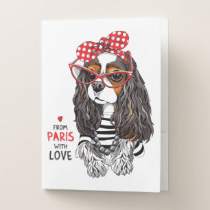 Cavalier King Charles Spaniel From Paris With Love Pocket Folder
