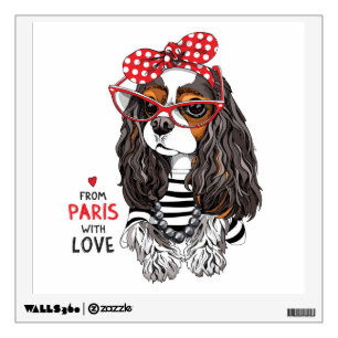 Cavalier King Charles Spaniel From Paris With Love Wall Decal