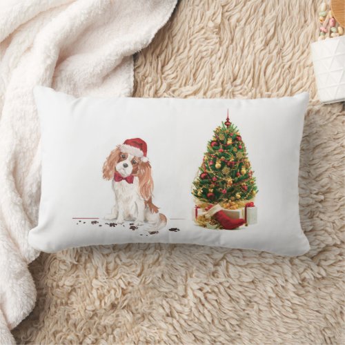 Cavalier King Charles Spaniel Funny Christmas Dog Lumbar Pillow