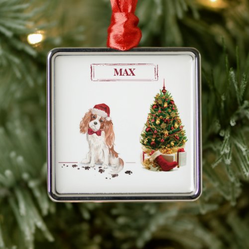 Cavalier King Charles Spaniel Funny Christmas Dog Metal Ornament