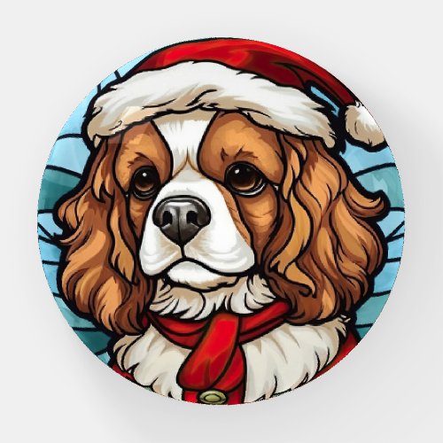 Cavalier King Charles Spaniel Glass Christmas Paperweight