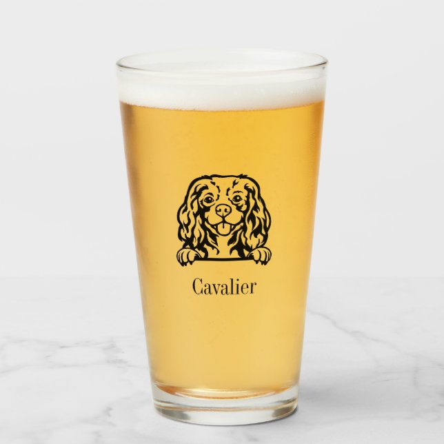 Cavalier King Charles Spaniel Glass Tumbler (Front Filled)