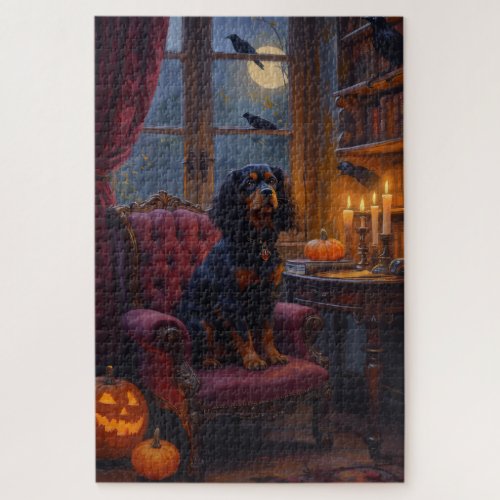 Cavalier King Charles Spaniel Gothic Halloween Art Jigsaw Puzzle