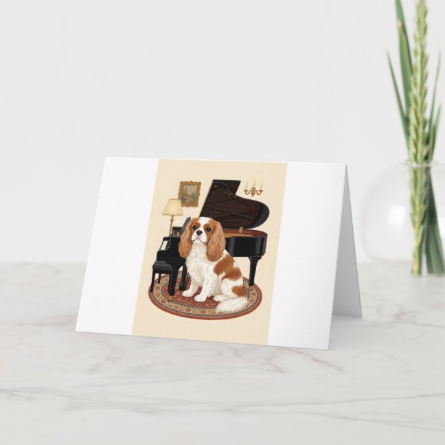 Cavalier King Charles Spaniel Grand Piano Lounge G Card