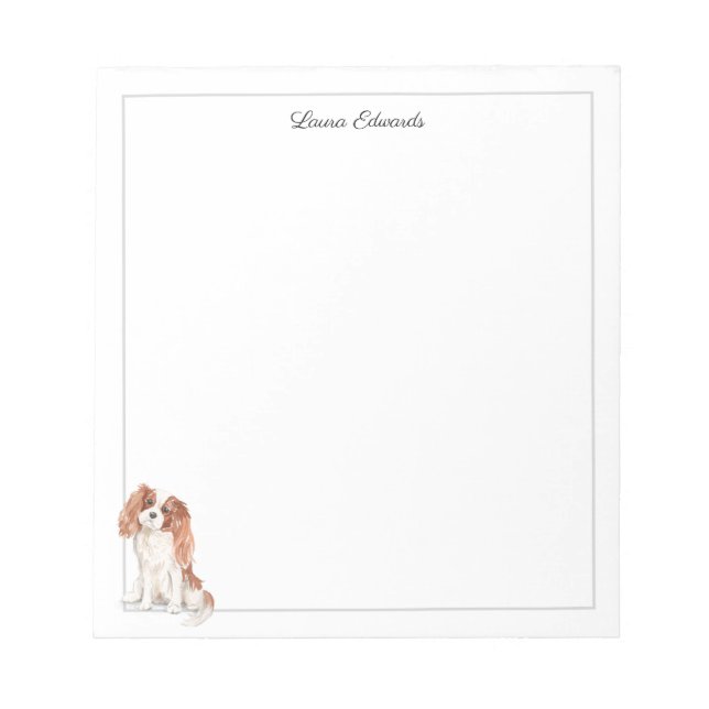 Cavalier King Charles Spaniel Gray Border Notepad (Front)