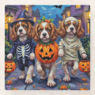 Cavalier King Charles Spaniel Halloween Costumes Glass Coaster