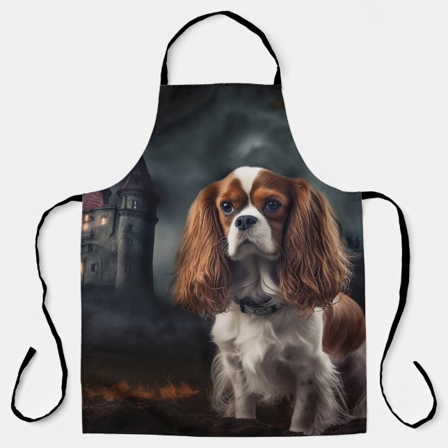 Cavalier King Charles Spaniel Halloween Scary Apron (Front)